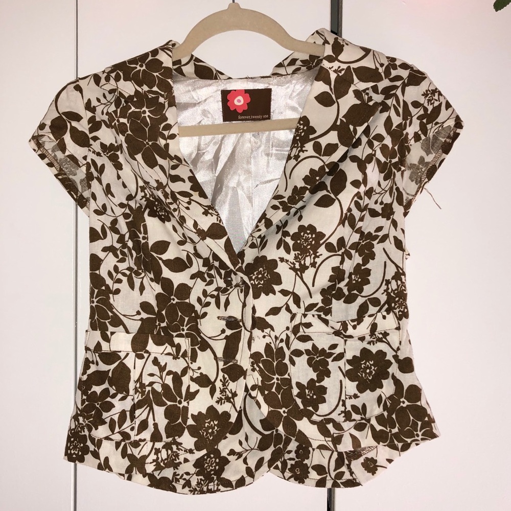 Original Forever 21 Brown and White Vest, y2k 90s